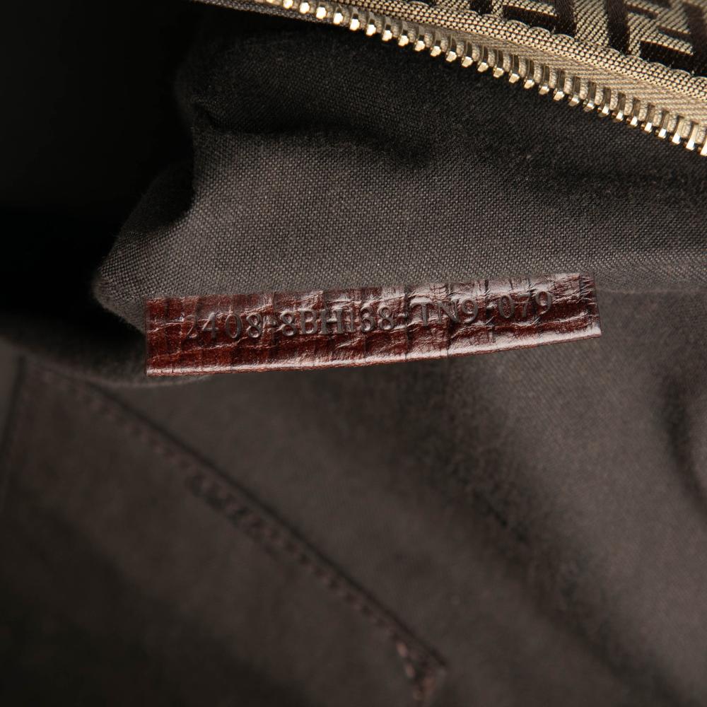 Fendi B Fendi Brown Beige Canvas Fabric Zucchino Tote Italy