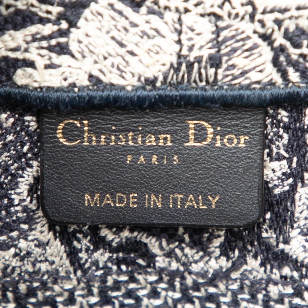 Christian Dior AB Dior Blue Navy Canvas Fabric Small Embroidered Reverse Dioriviera Toile De Jouy Book Tote Italy
