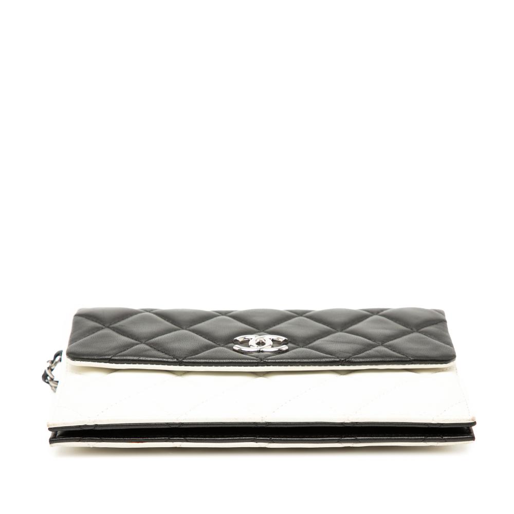 Chanel White CC Bicolor Quilted Lambskin Double Sided Wallet on Chain France