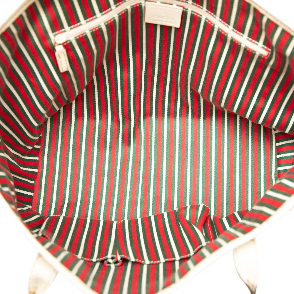 Gucci B Gucci Brown Beige with White Canvas Fabric GG New Britt Tote Italy