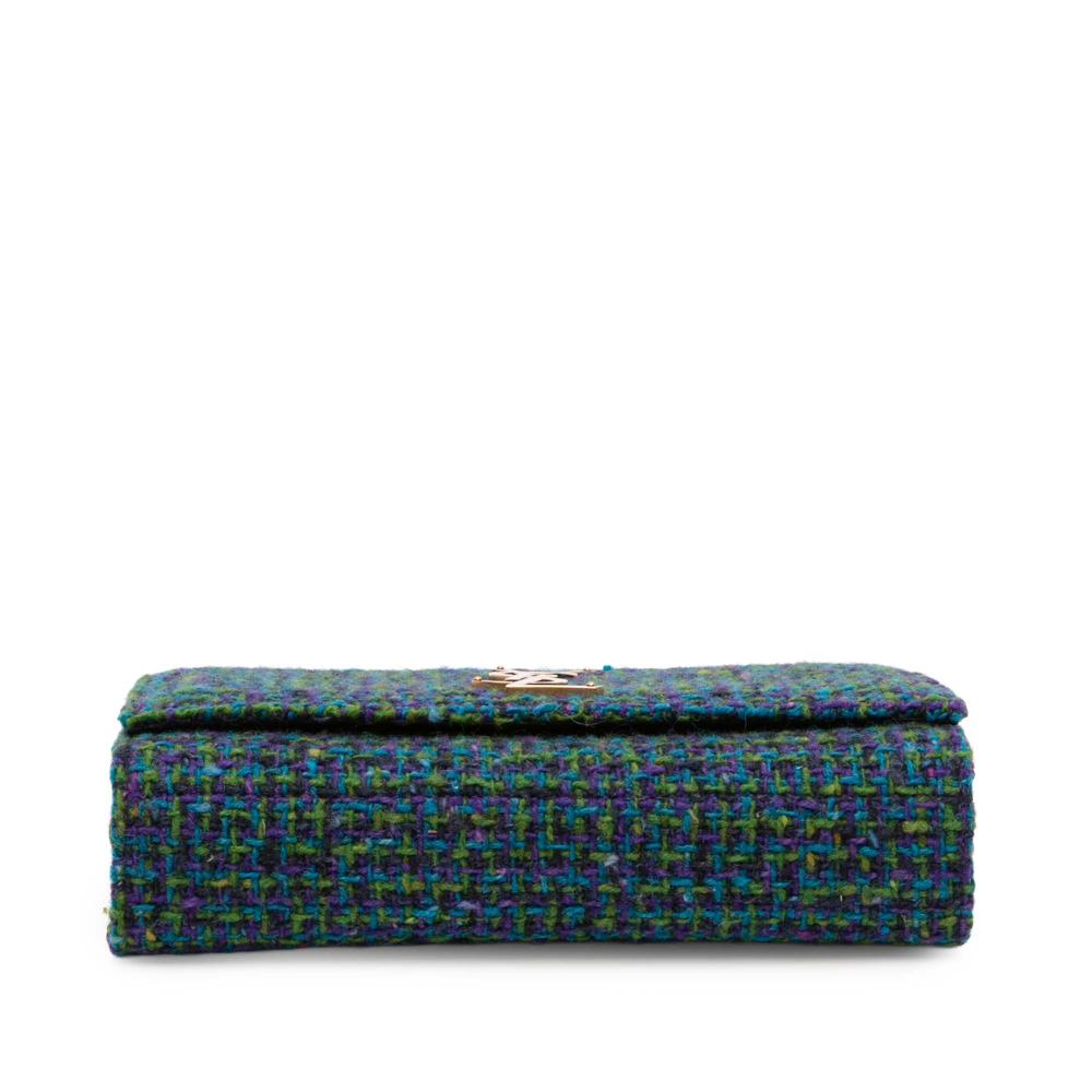 Saint Laurent AB Saint Laurent Blue Tweed Fabric Small Monogram Kate Crossbody Italy