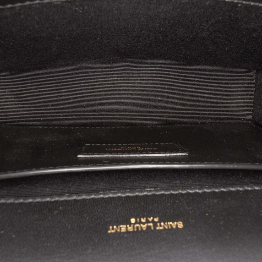 Saint Laurent AB Saint Laurent Blue Tweed Fabric Small Monogram Kate Crossbody Italy