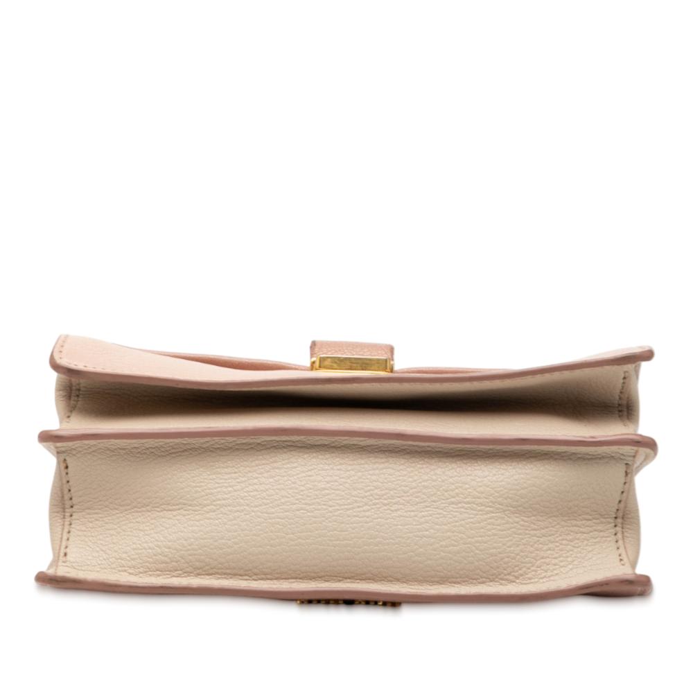 Miu Miu B Miu Miu Brown Nude with Pink Light Pink Goatskin Leather Bicolor Madras Crossbody Italy