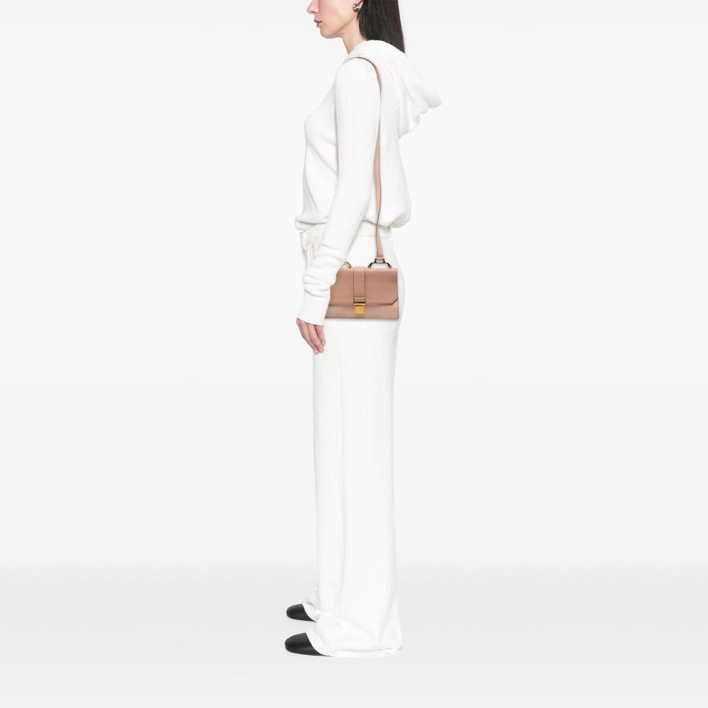 Miu Miu B Miu Miu Brown Nude with Pink Light Pink Goatskin Leather Bicolor Madras Crossbody Italy