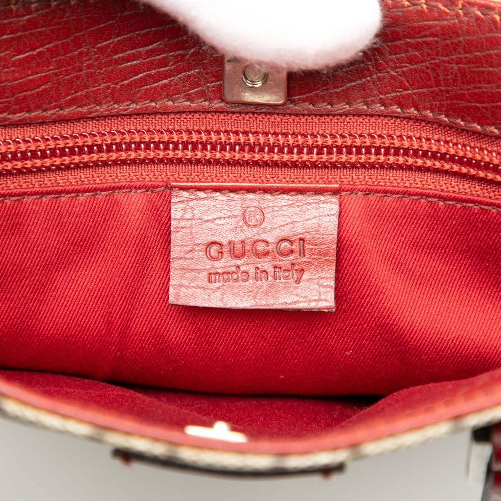 Gucci B Gucci Brown Beige Coated Canvas Fabric GG Supreme Tote Italy