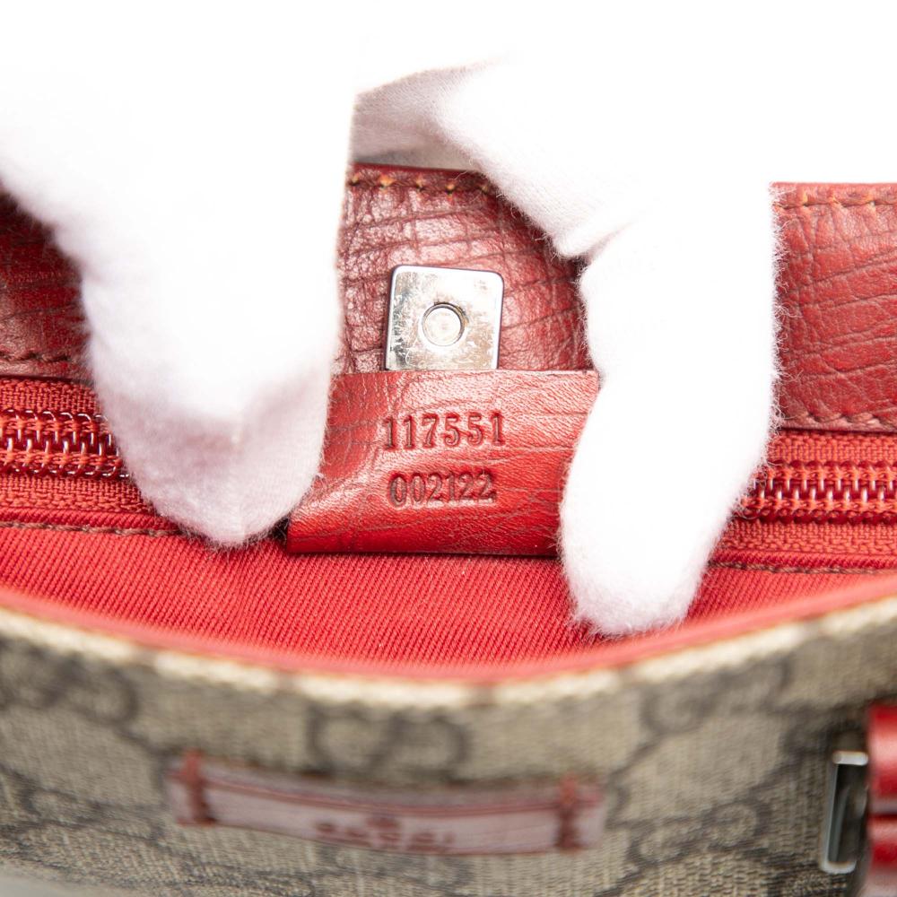 Gucci B Gucci Brown Beige Coated Canvas Fabric GG Supreme Tote Italy