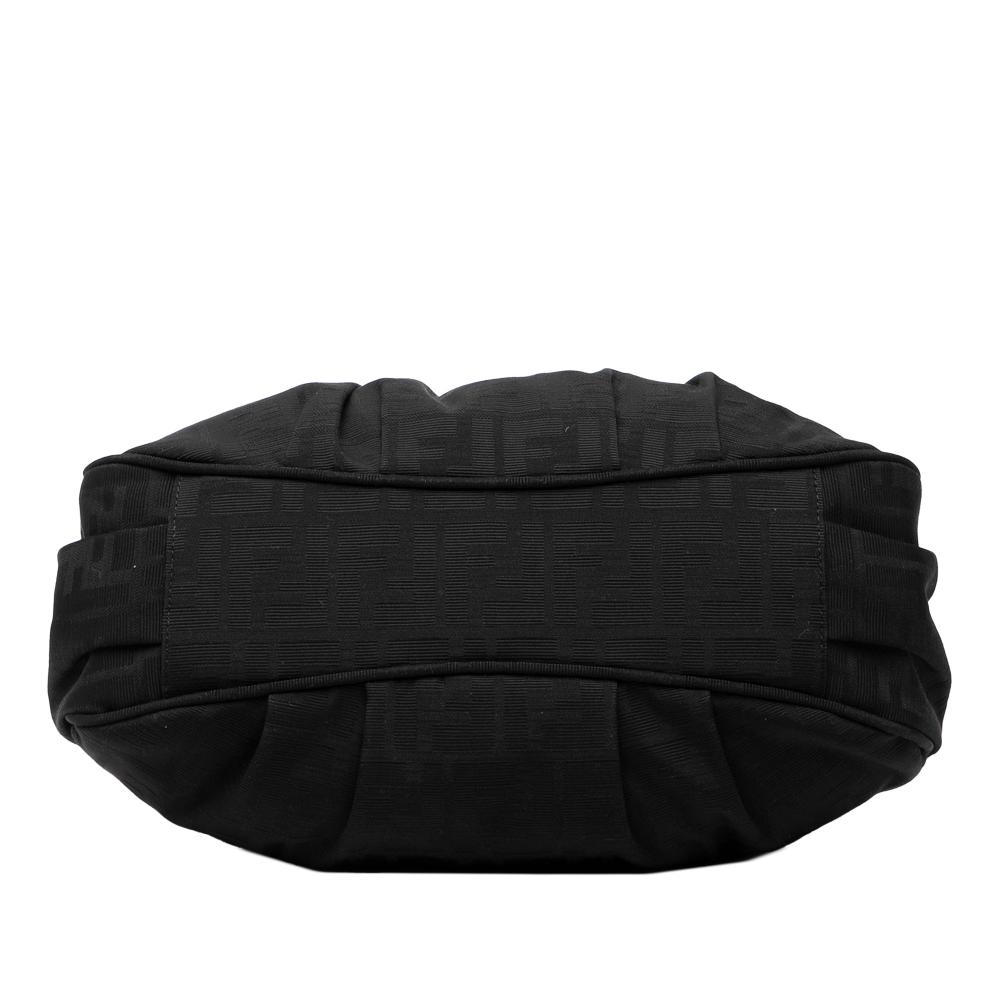 Fendi B Fendi Black Canvas Fabric Small Zucca Mia Chain Tote Italy