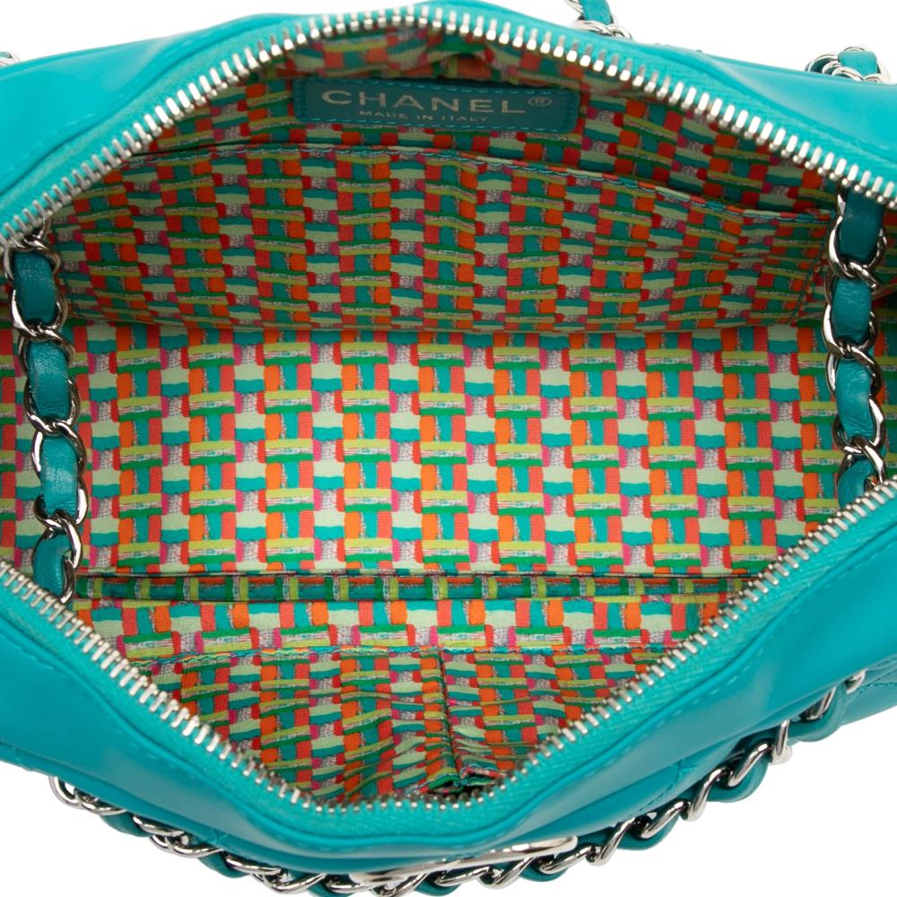 Chanel Blue Medium CC Quilted Rubberized Lambskin Coco Rain Camera Bag Italy