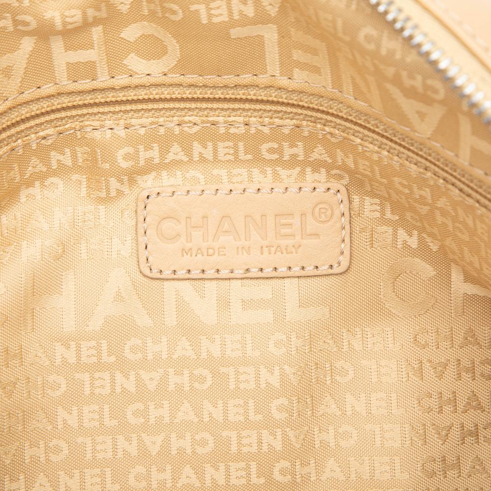 Chanel AB Chanel Brown Beige Lambskin Leather Leather CC Square Quilted Lambskin Handbag Italy