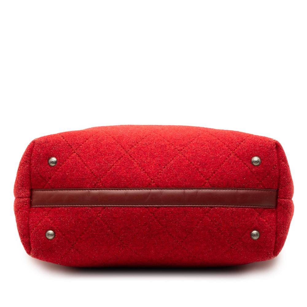 Chanel AB Chanel Red Wool Fabric Medium CC Quilted Felt Pop Tote Italy