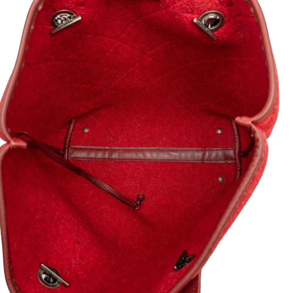 Chanel AB Chanel Red Wool Fabric Medium CC Quilted Felt Pop Tote Italy