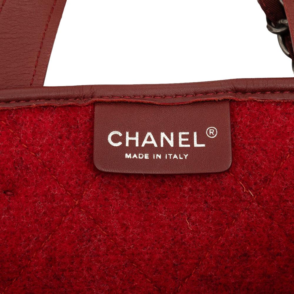 Chanel AB Chanel Red Wool Fabric Medium CC Quilted Felt Pop Tote Italy
