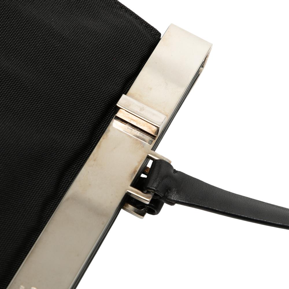 Gucci B Gucci Black Nylon Fabric Frame Shoulder Bag Italy