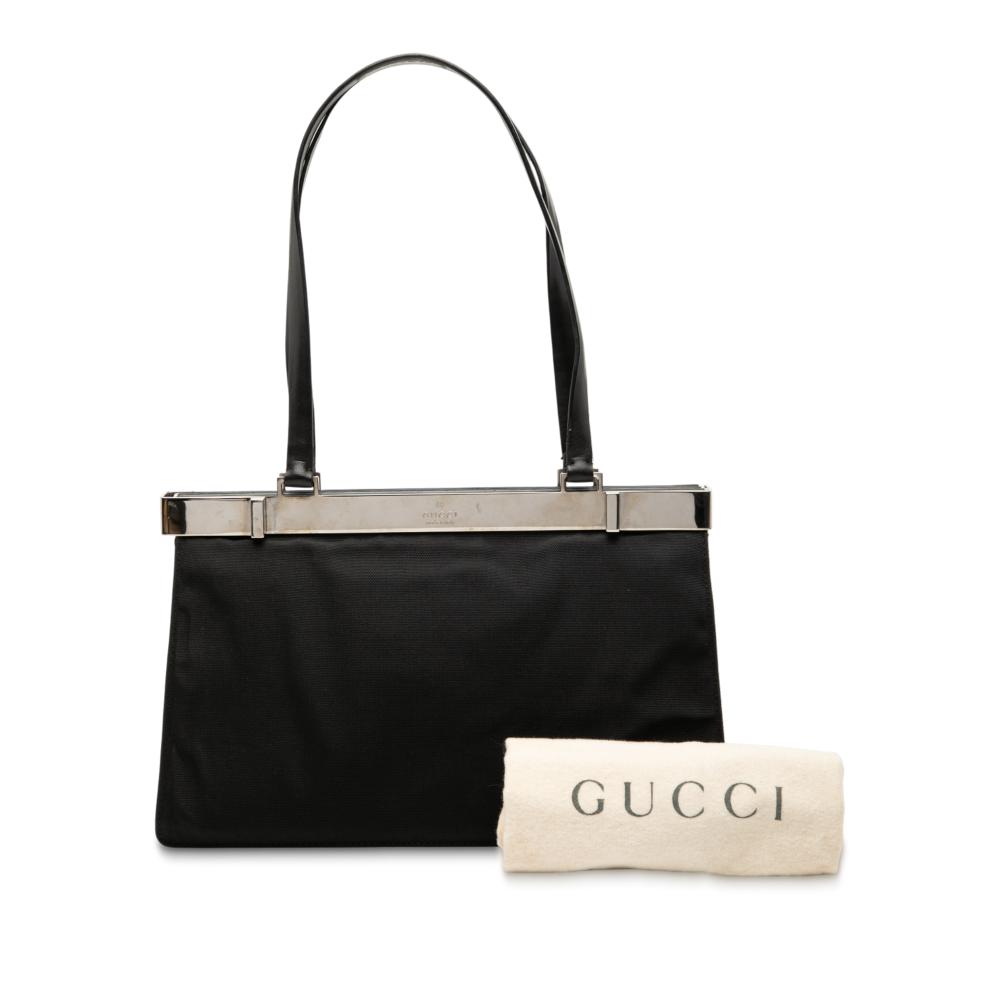 Gucci B Gucci Black Nylon Fabric Frame Shoulder Bag Italy