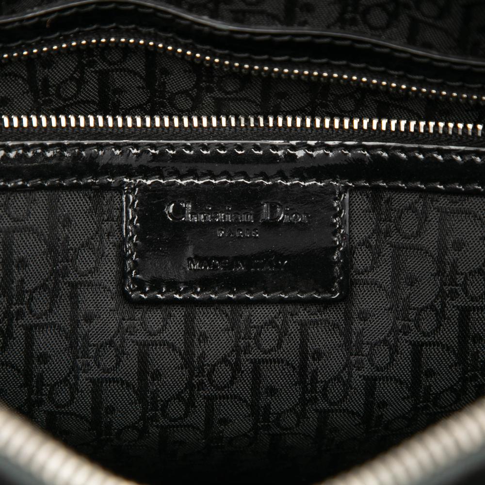 Christian Dior B Dior Black Patent Leather Leather Large Patent Cannage Lady Dior Italy