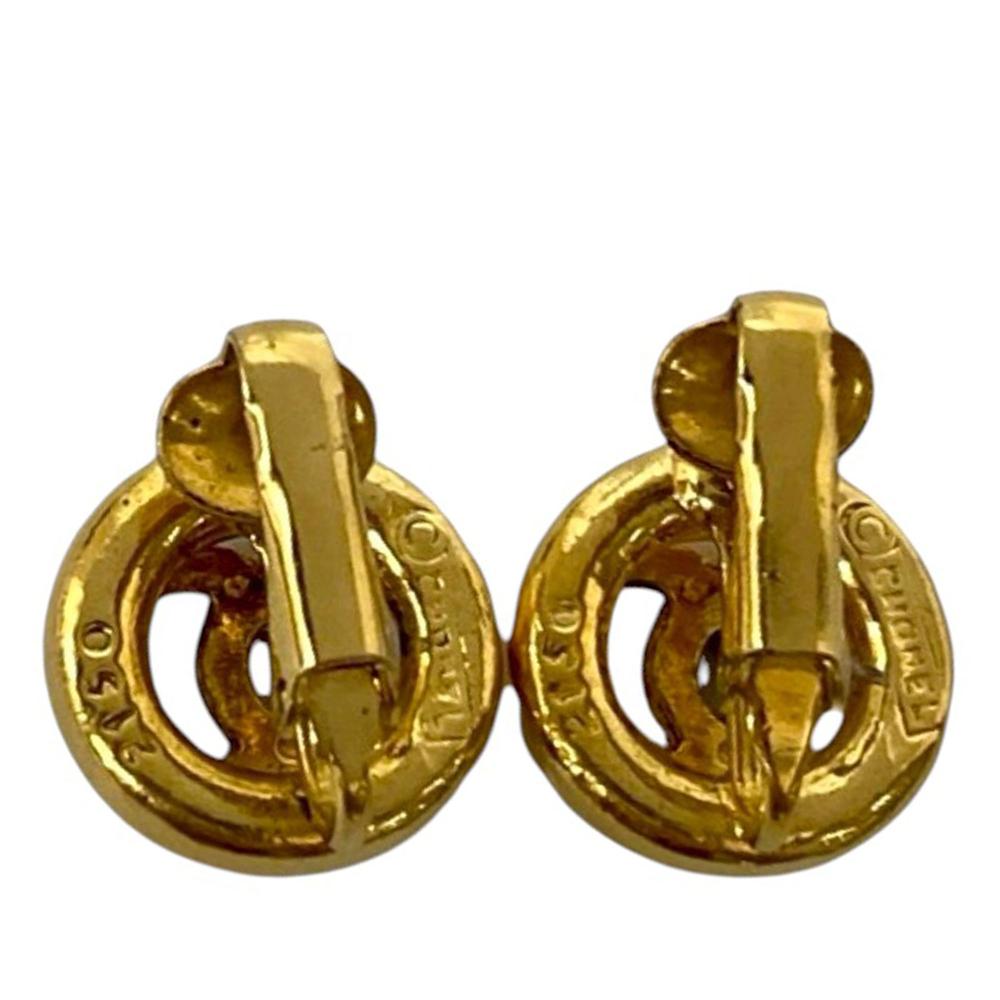 Chanel AB Chanel Gold Gold Plated Metal CC Round Clip On Earrings France