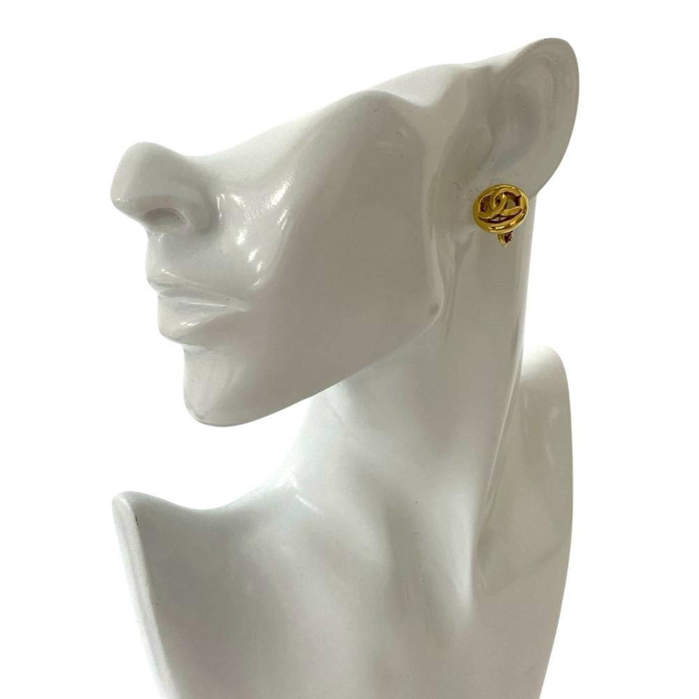 Chanel AB Chanel Gold Gold Plated Metal CC Round Clip On Earrings France