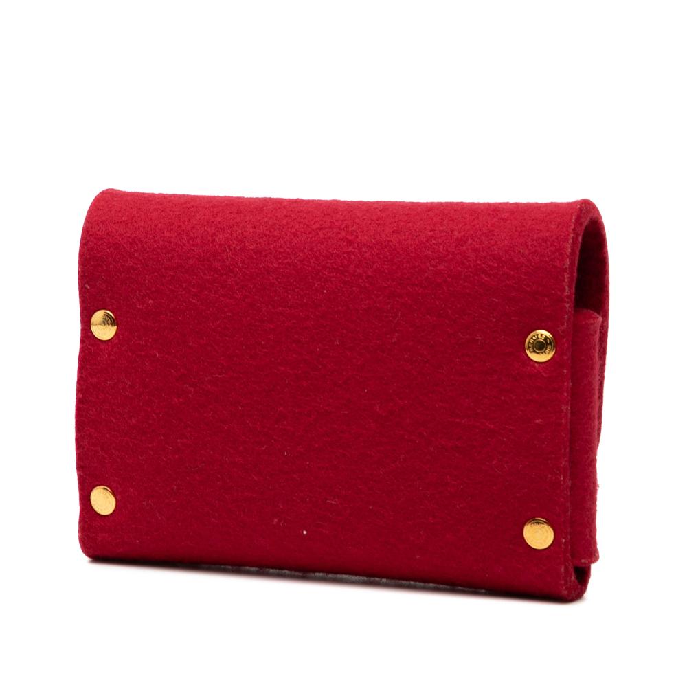 Hermès AB Hermès Red Wool Fabric Felt Mises et Relances Cards Holder France