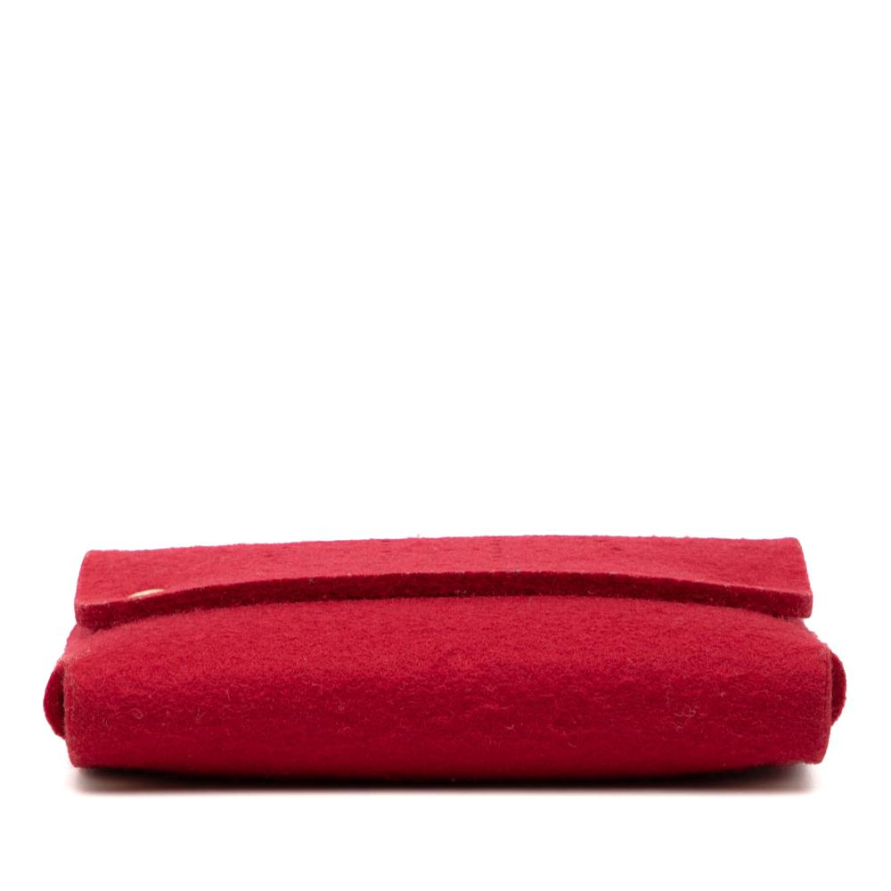 Hermès AB Hermès Red Wool Fabric Felt Mises et Relances Cards Holder France