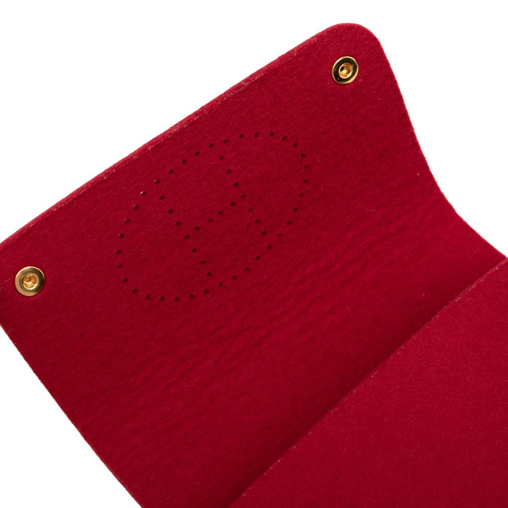 Hermès AB Hermès Red Wool Fabric Felt Mises et Relances Cards Holder France