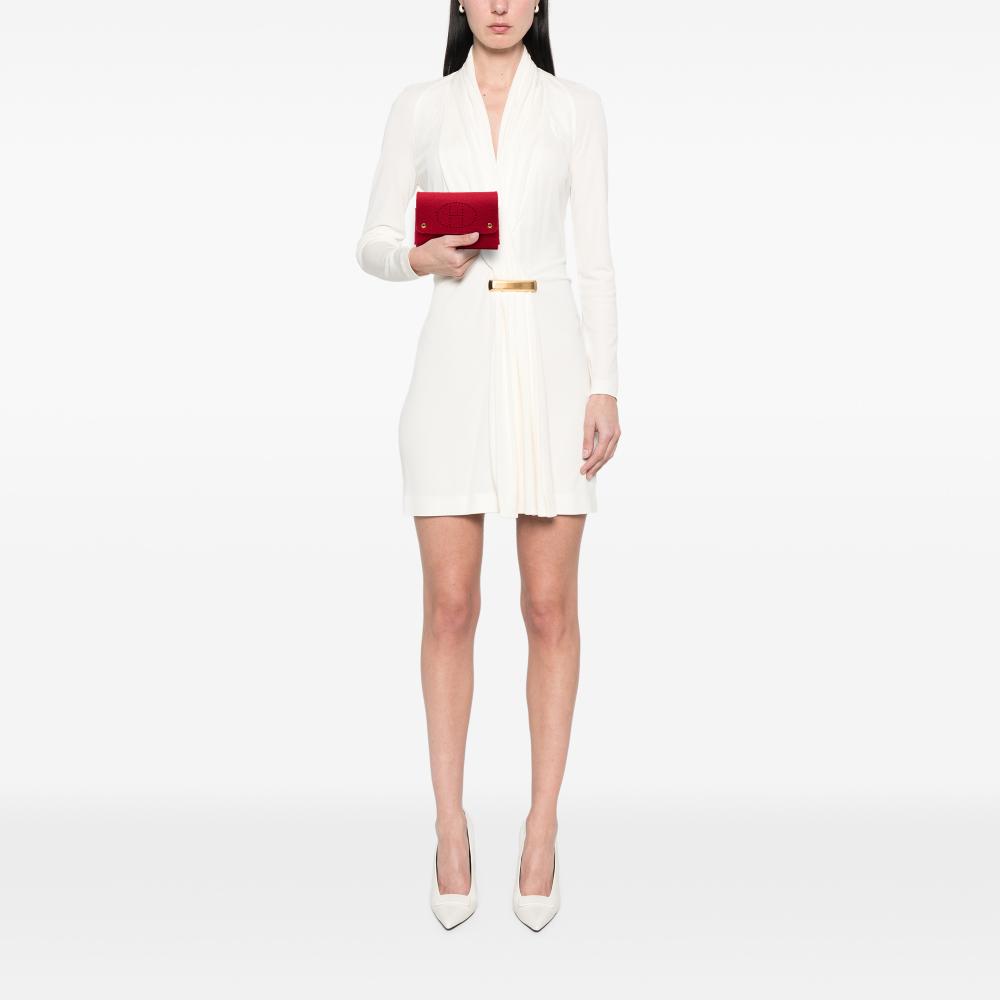 Hermès AB Hermès Red Wool Fabric Felt Mises et Relances Cards Holder France