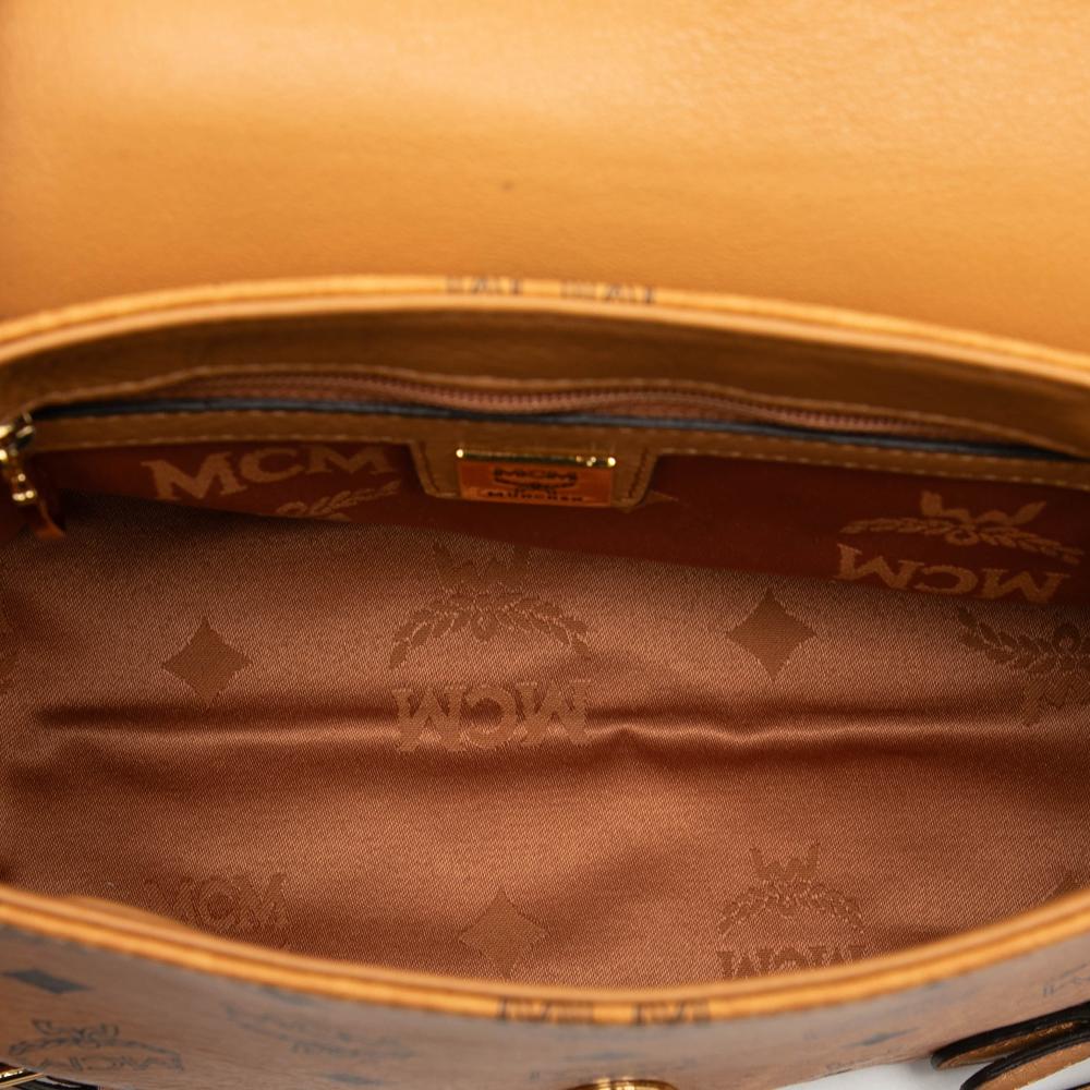 MCM B MCM Brown Coated Canvas Fabric Visetos Satchel Korea, South