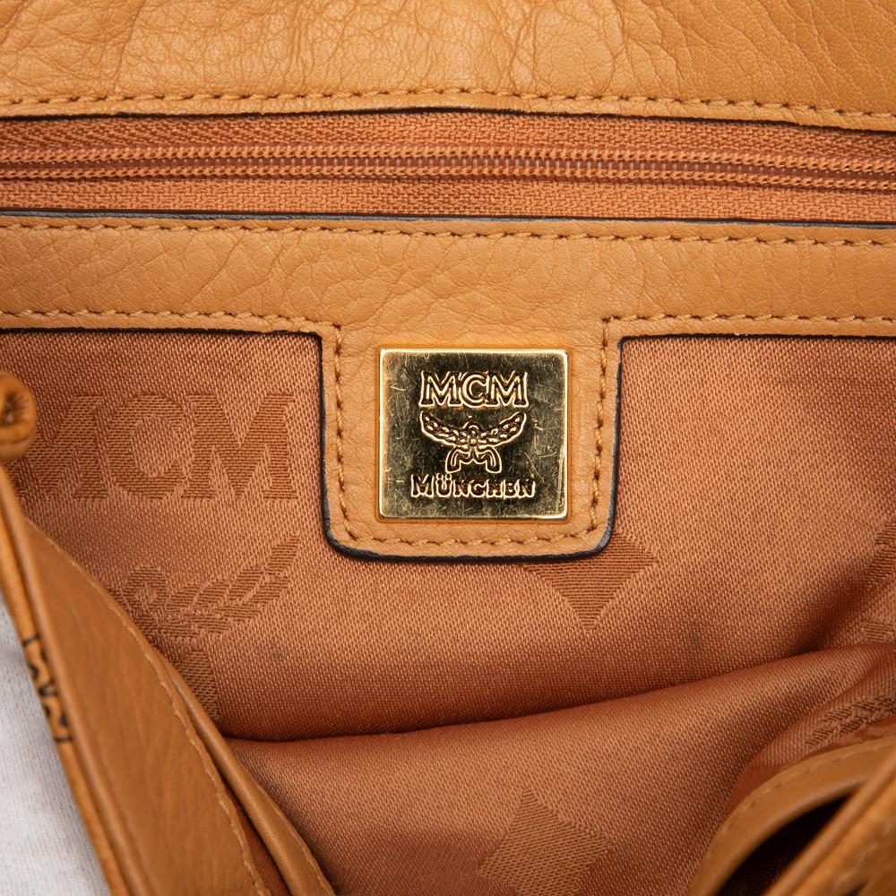 MCM B MCM Brown Coated Canvas Fabric Visetos Satchel Korea, South