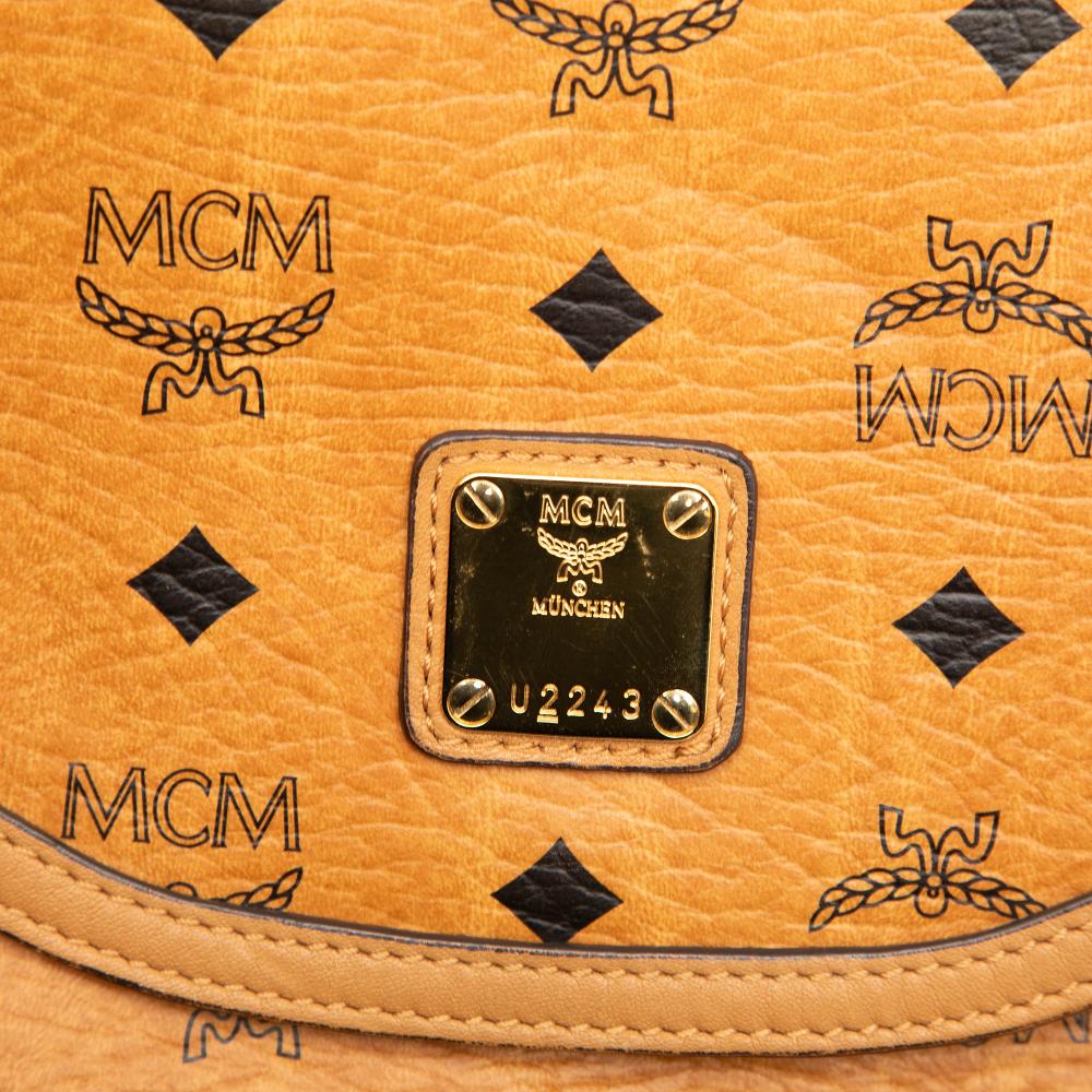 MCM B MCM Brown Coated Canvas Fabric Visetos Satchel Korea, South