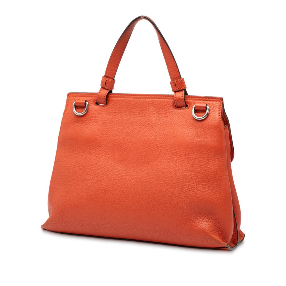 Gucci B Gucci Orange Calf Leather Small Bamboo Daily Satchel Italy