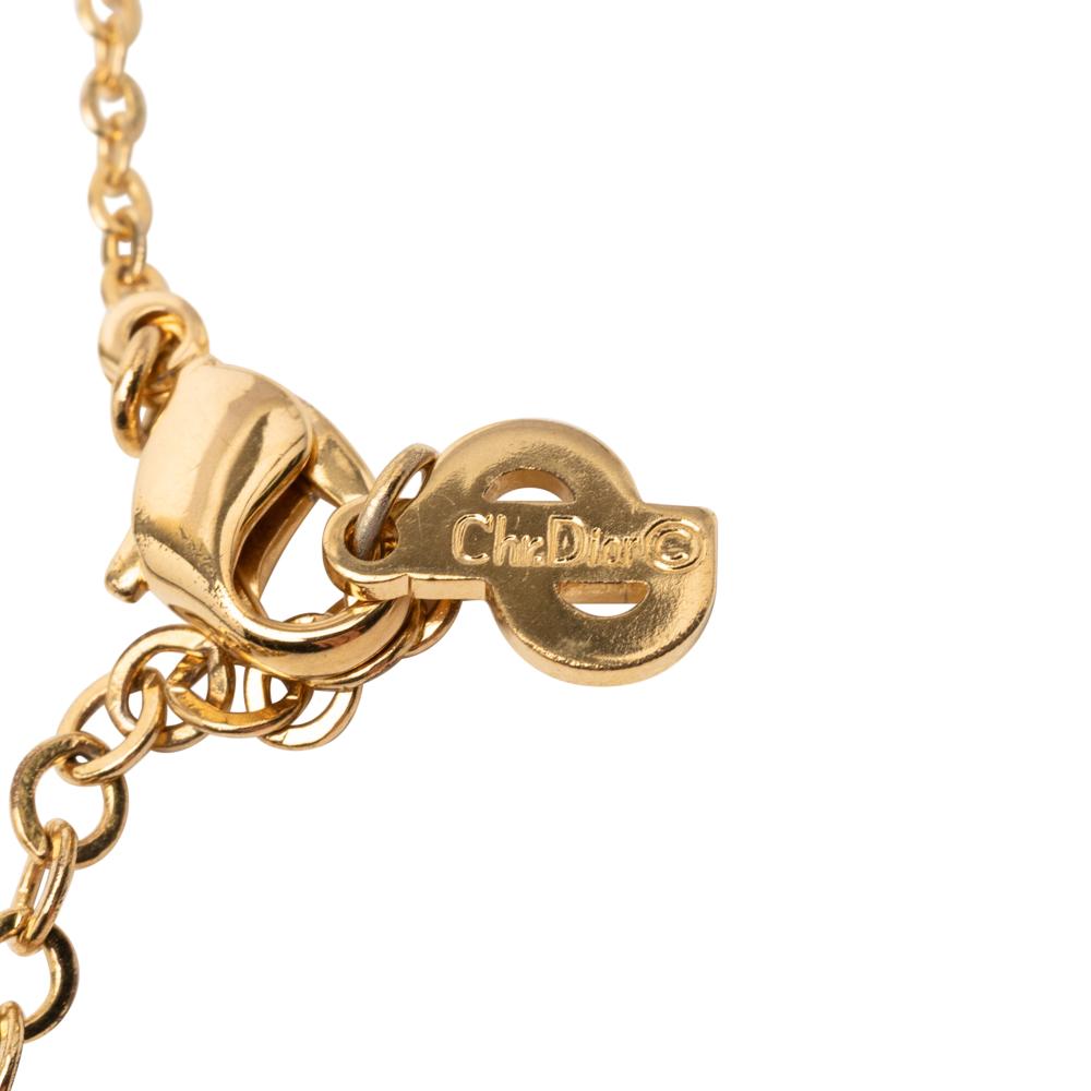 Christian Dior B Dior Gold Gold Plated Metal Heart Crystal Pendant Necklace Germany