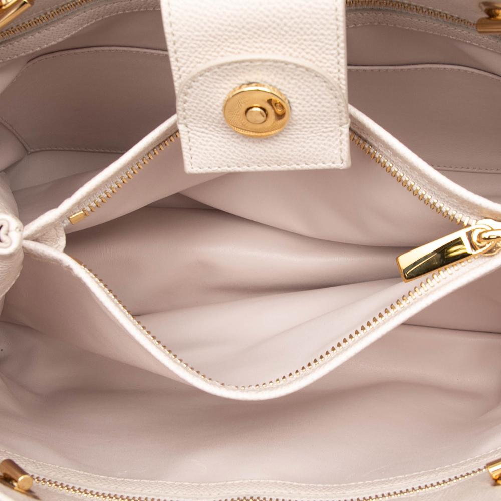 Ferragamo B Ferragamo Brown Light Beige Calf Leather Grained skin Vara Melike Tote Italy