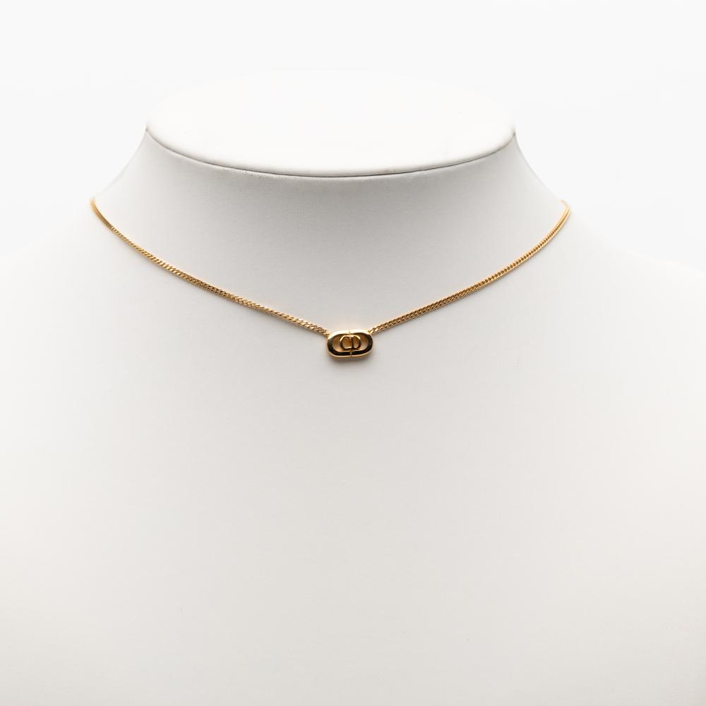 Christian Dior B Dior Gold Gold Plated Metal CD Logo Pendant Necklace Germany