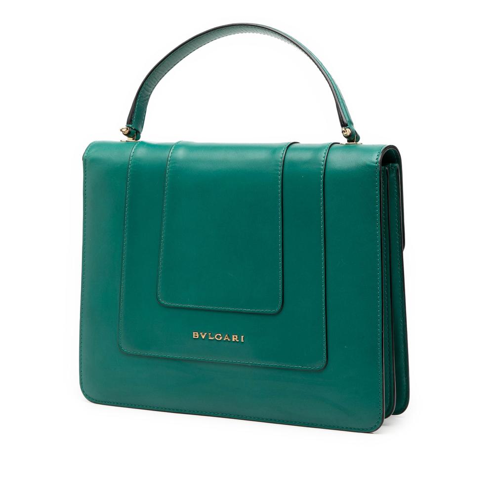 Bvlgari B Bvlgari Green Calf Leather Small skin Serpenti Forever Top Handle Bag Italy