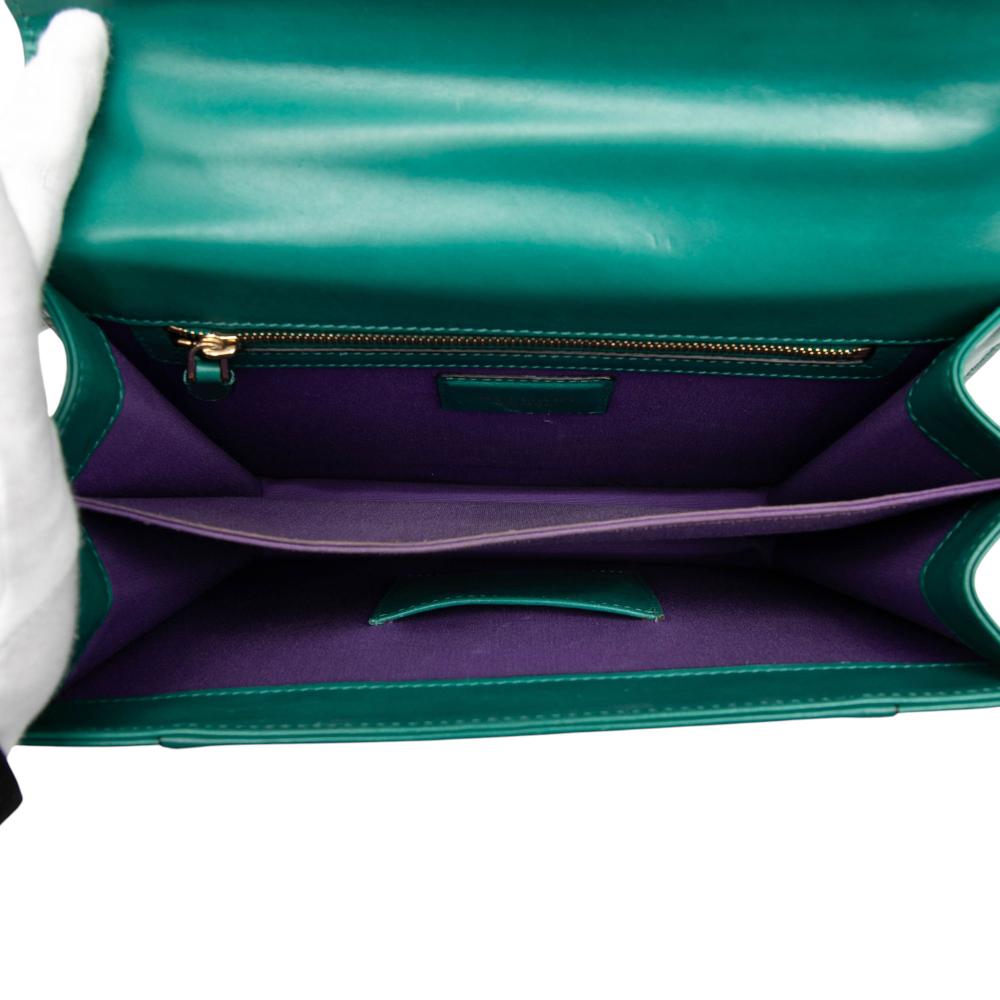 Bvlgari B Bvlgari Green Calf Leather Small skin Serpenti Forever Top Handle Bag Italy