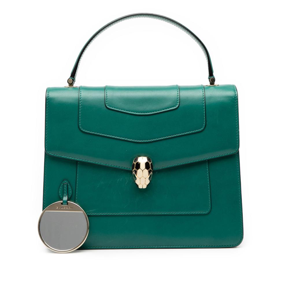 Bvlgari B Bvlgari Green Calf Leather Small skin Serpenti Forever Top Handle Bag Italy