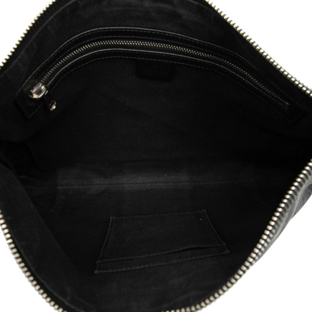 Gucci B Gucci Black Coated Canvas Fabric GG Supreme Web Crossbody Italy