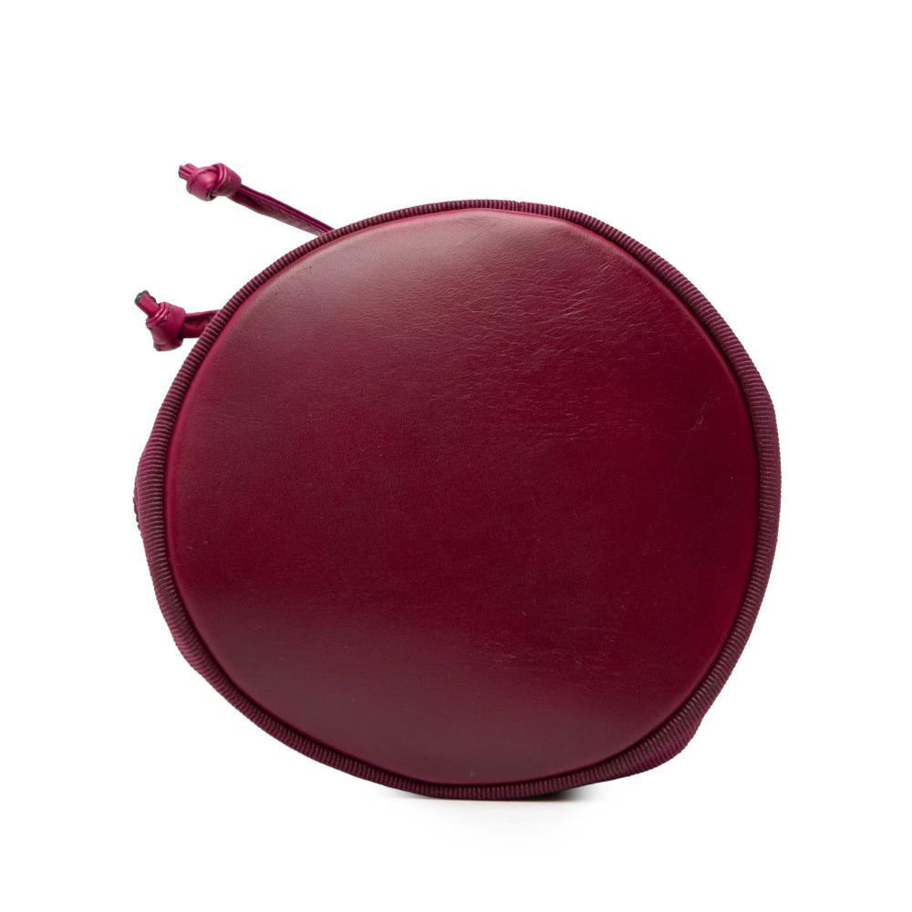 Ferragamo B Ferragamo Purple Magenta Nylon Fabric Tiered Grosgrain Vara Drawstring Bucket Bag Italy