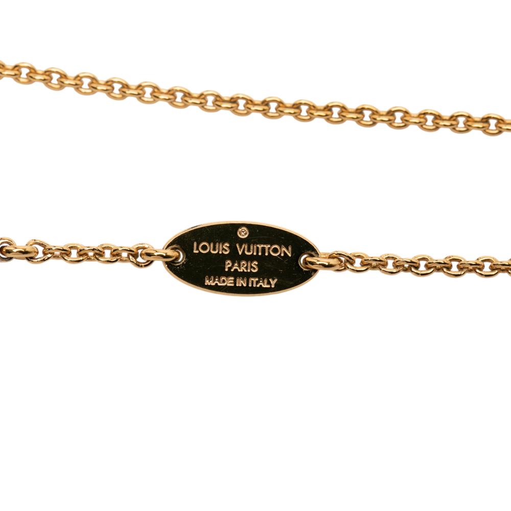 Louis Vuitton AB Louis Vuitton Gold Gold Plated Metal Essential V Necklace Italy