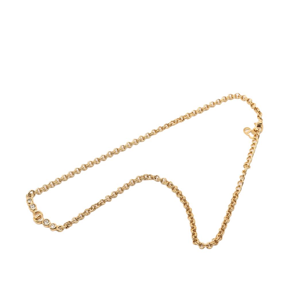 Christian Dior B Dior Gold Gold Plated Metal CD Logo Pendant Necklace Germany