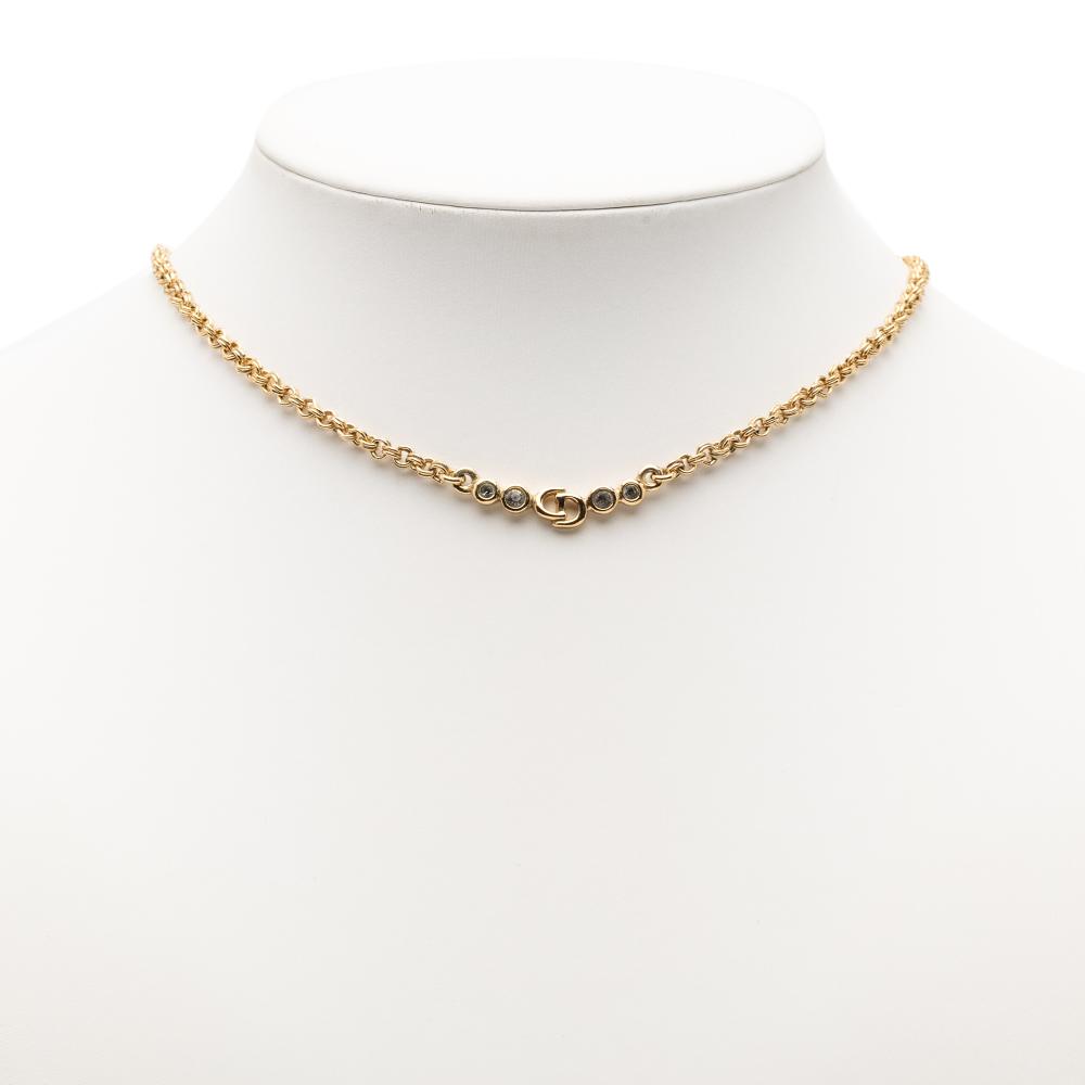 Christian Dior B Dior Gold Gold Plated Metal CD Logo Pendant Necklace Germany