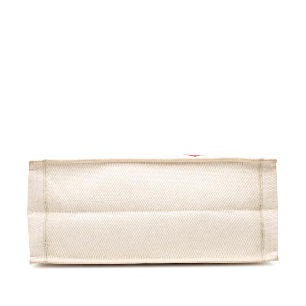 Christian Dior B Dior White Off White Canvas Fabric DiorAmour Large Embroidered Je T aime Book Tote Italy