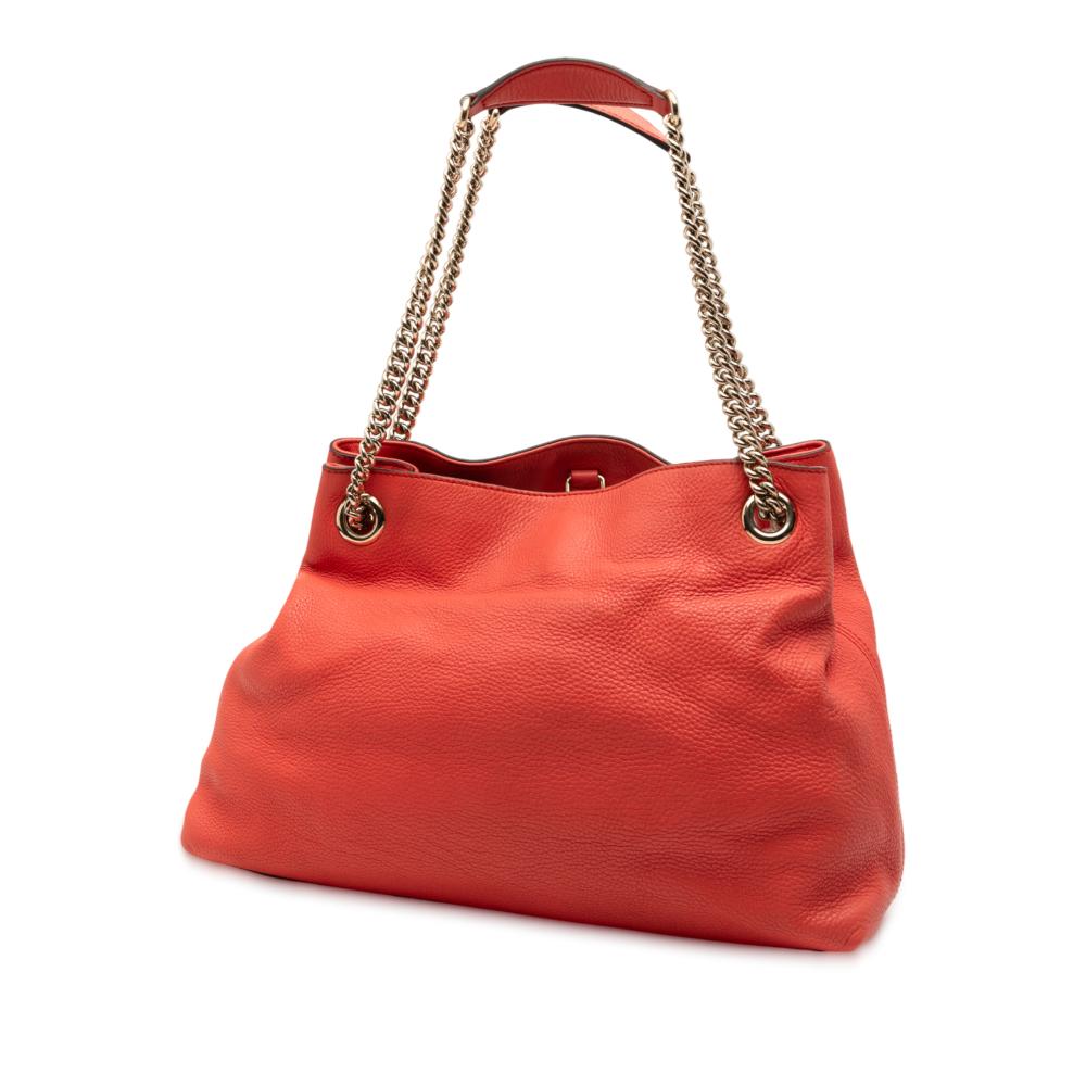 Gucci B Gucci Orange Dark Orange Calf Leather Medium Soho Chain Tote Italy
