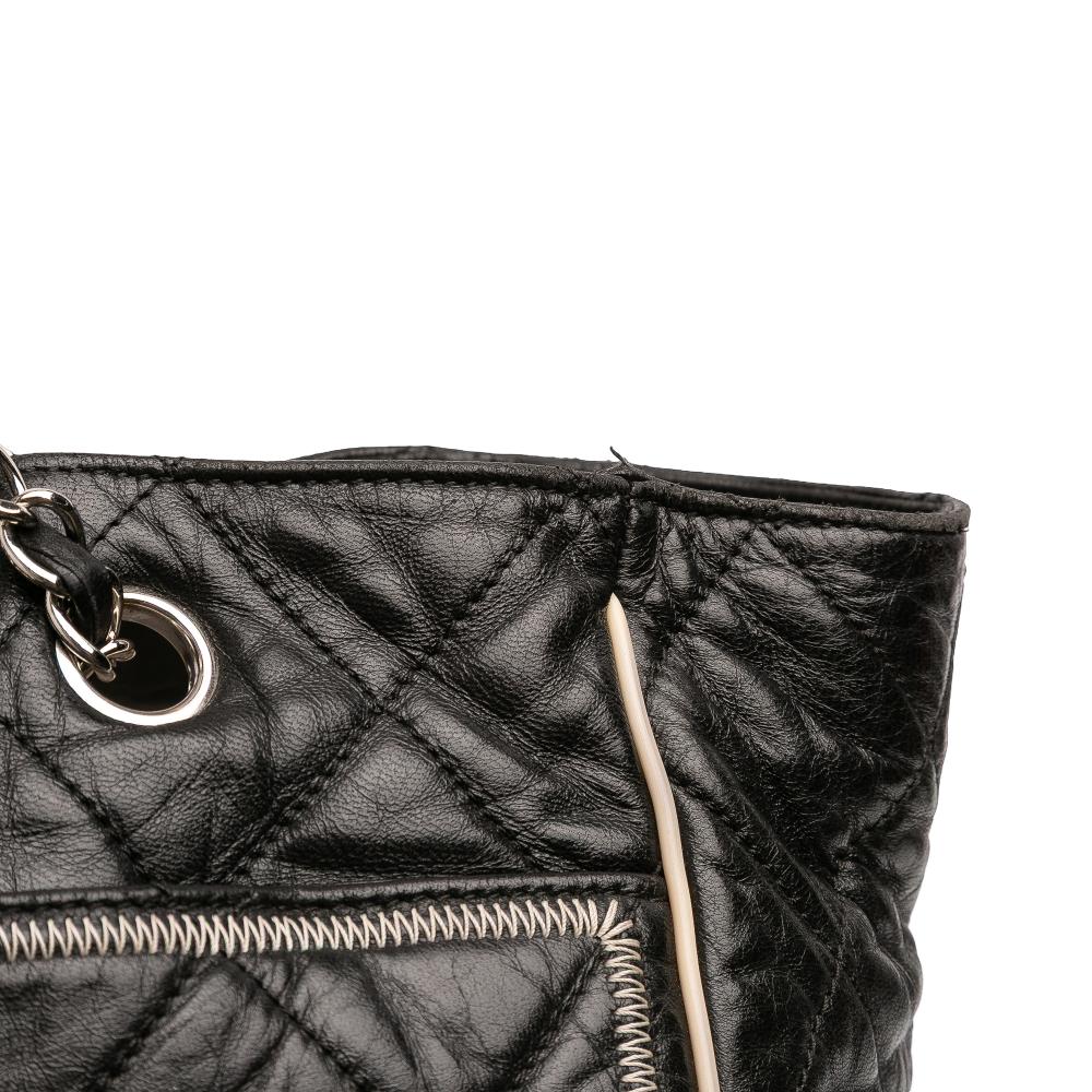 Chanel AB Chanel Black Lambskin Leather Leather Large Reissue Quilted Lambskin East West Tote Italy