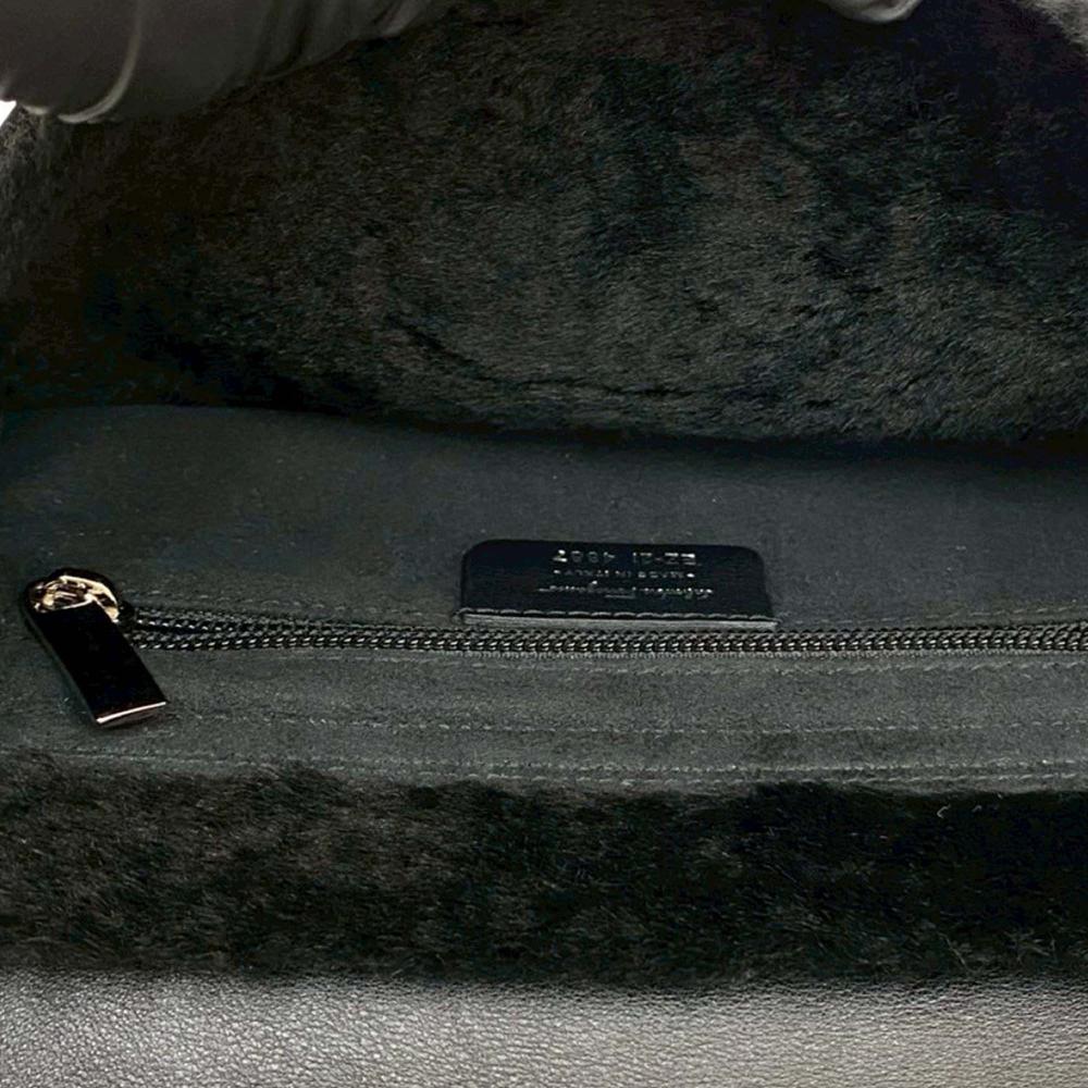 Ferragamo AB Ferragamo Black Suede Leather and Calfskin Gancini Shoulder Bag Italy