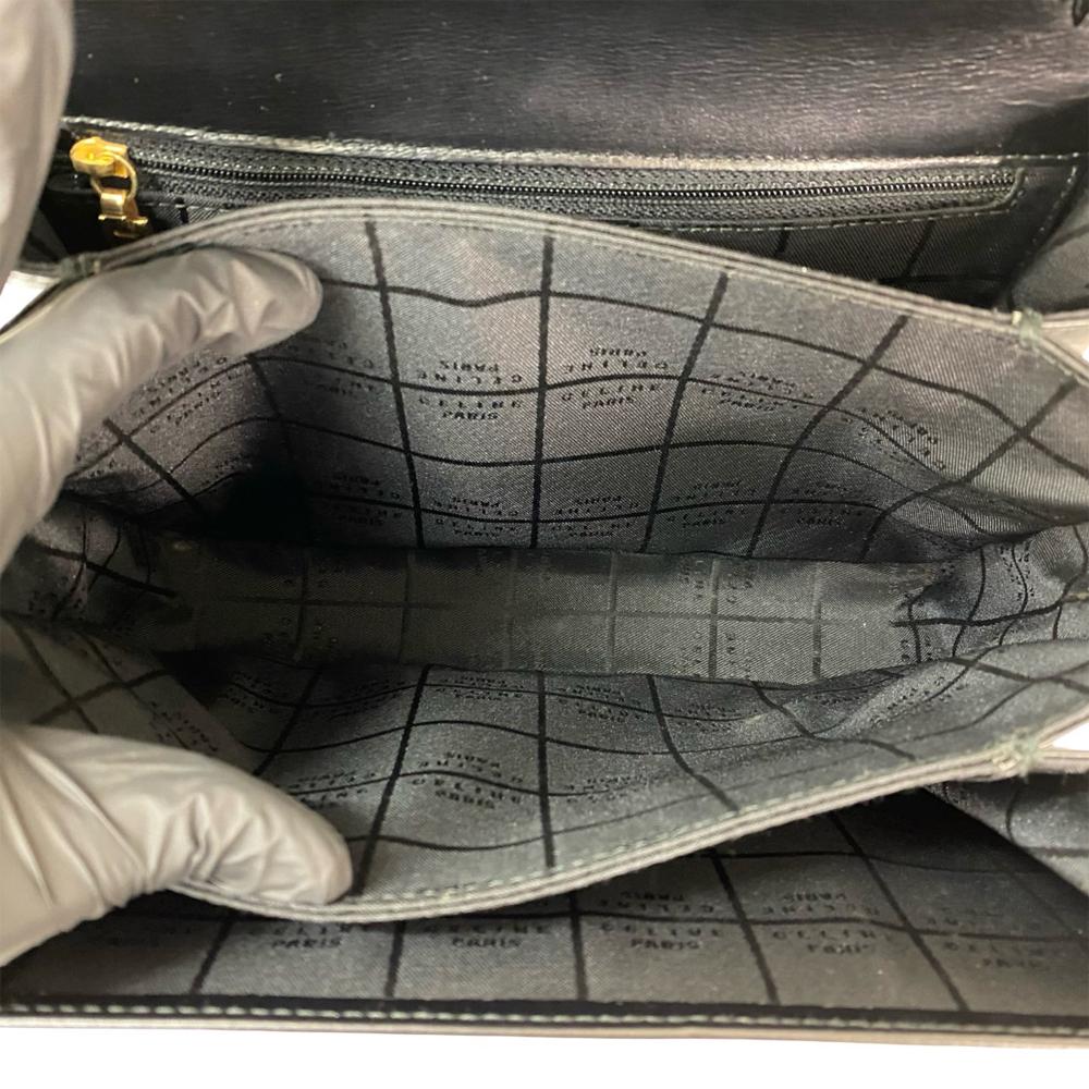 Celine B Celine Black Calf Leather Logo Carriage Top Handle Bag France