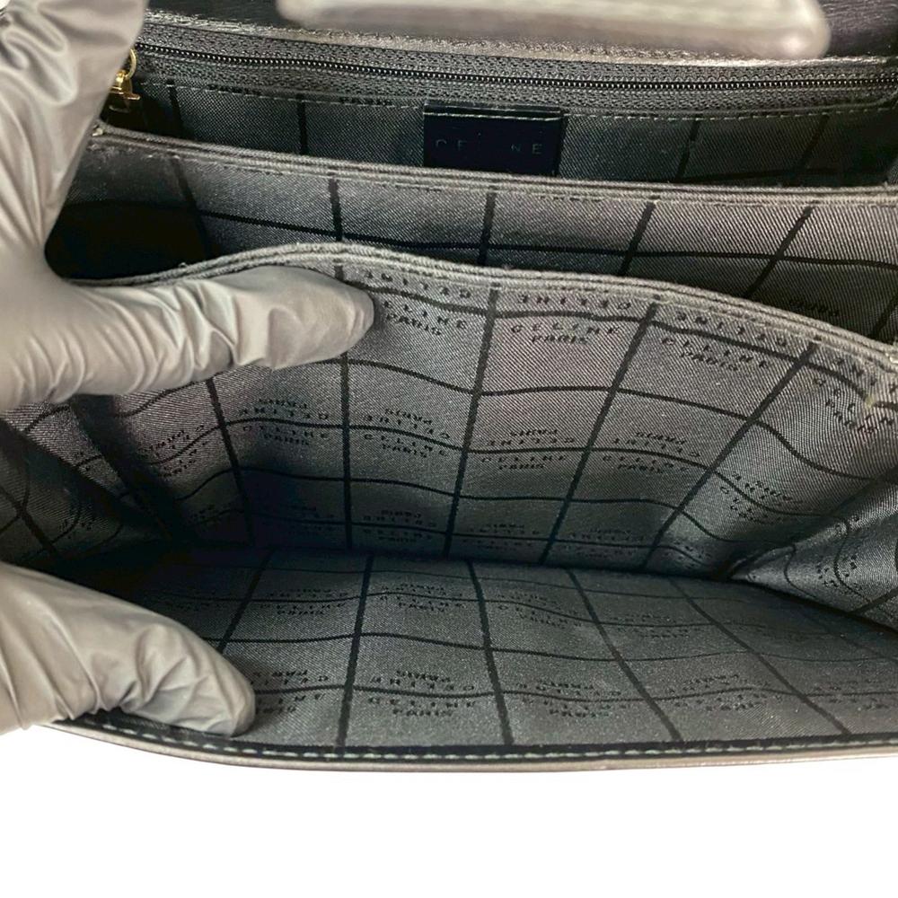 Celine B Celine Black Calf Leather Logo Carriage Top Handle Bag France