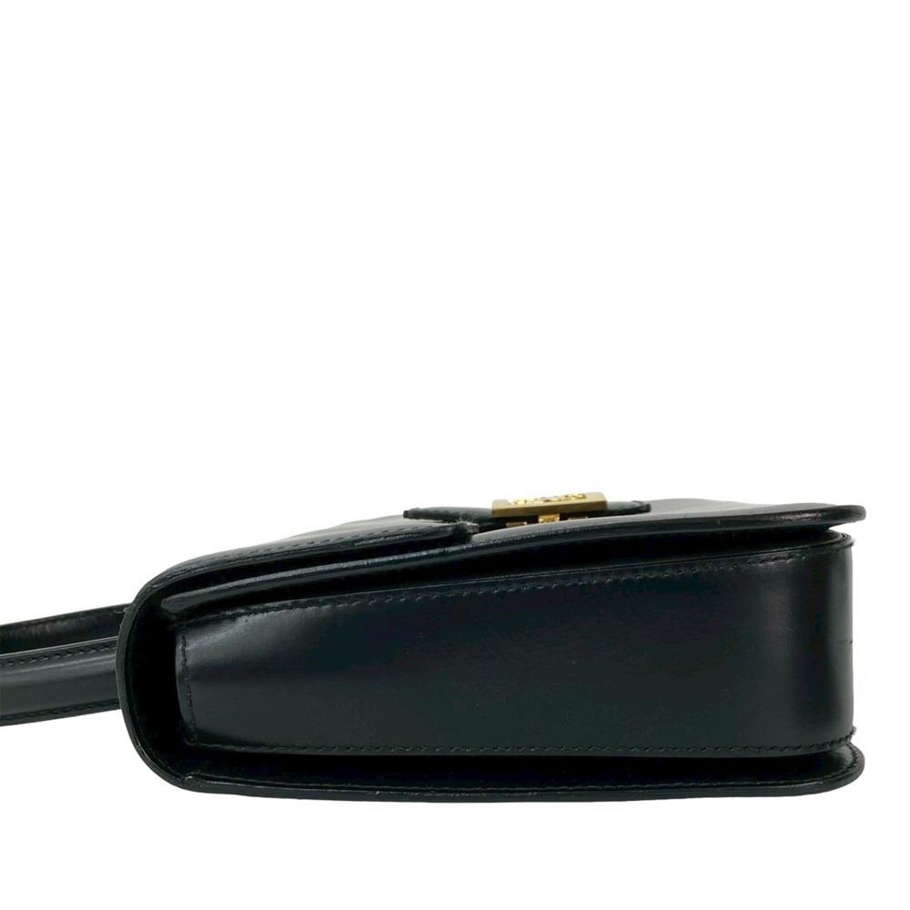 Celine B Celine Black Calf Leather Logo Carriage Top Handle Bag France