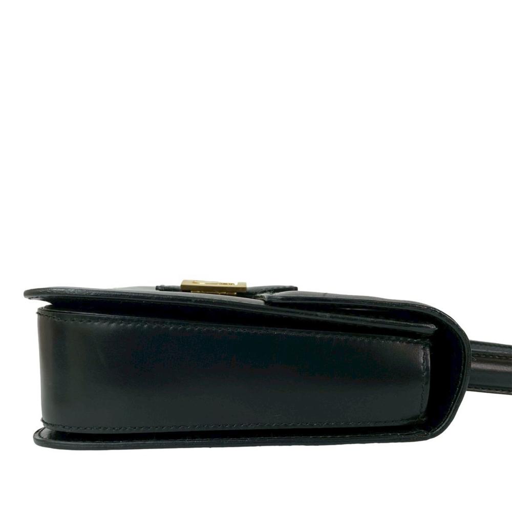 Celine B Celine Black Calf Leather Logo Carriage Top Handle Bag France