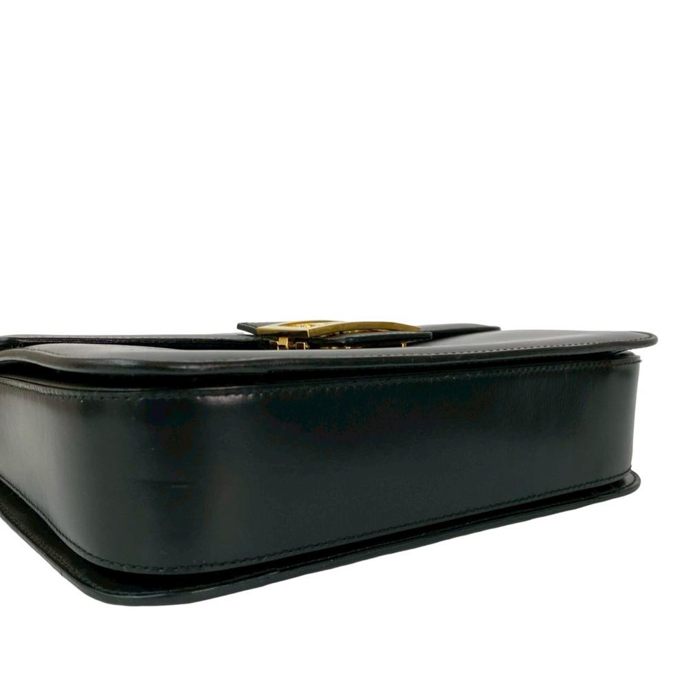 Celine B Celine Black Calf Leather Logo Carriage Top Handle Bag France