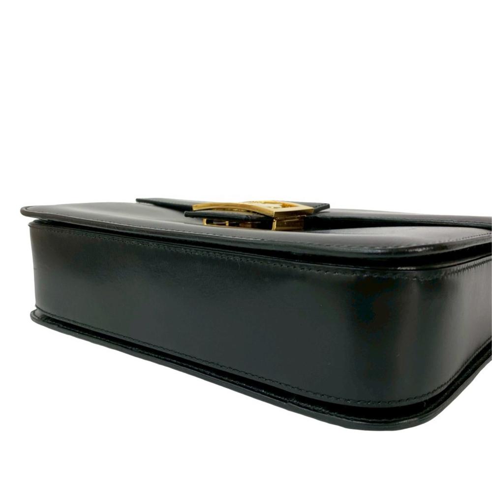 Celine B Celine Black Calf Leather Logo Carriage Top Handle Bag France